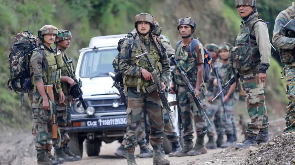 Kathua: Indian Army personnel during a counter-terror operation following a terrorist attack on an Army convoy, in Kathua district.