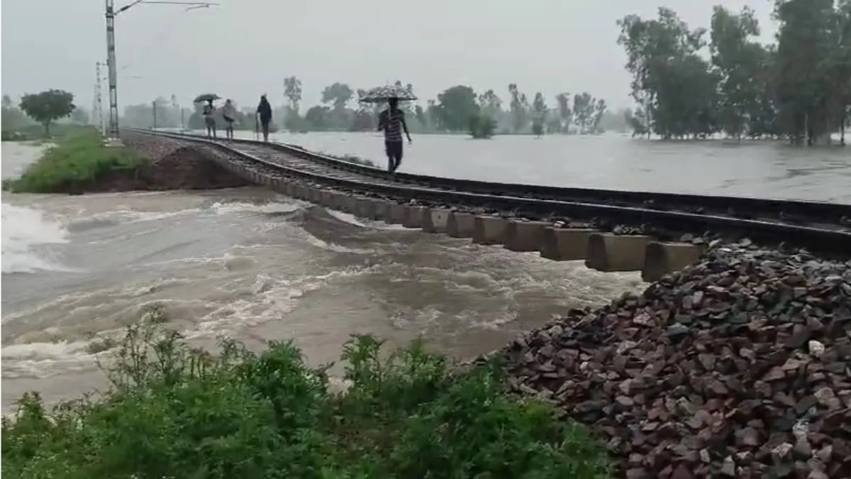 Uttar Pradesh: Railway Culvert Washed Away As Incessant Rains Create 