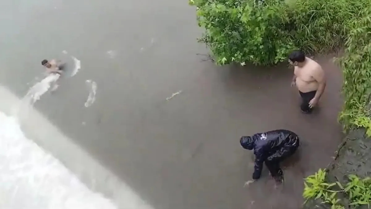 Caught on camera: Man washed away in river in Maharashtra's Ratnagiri | WATCH shocking video