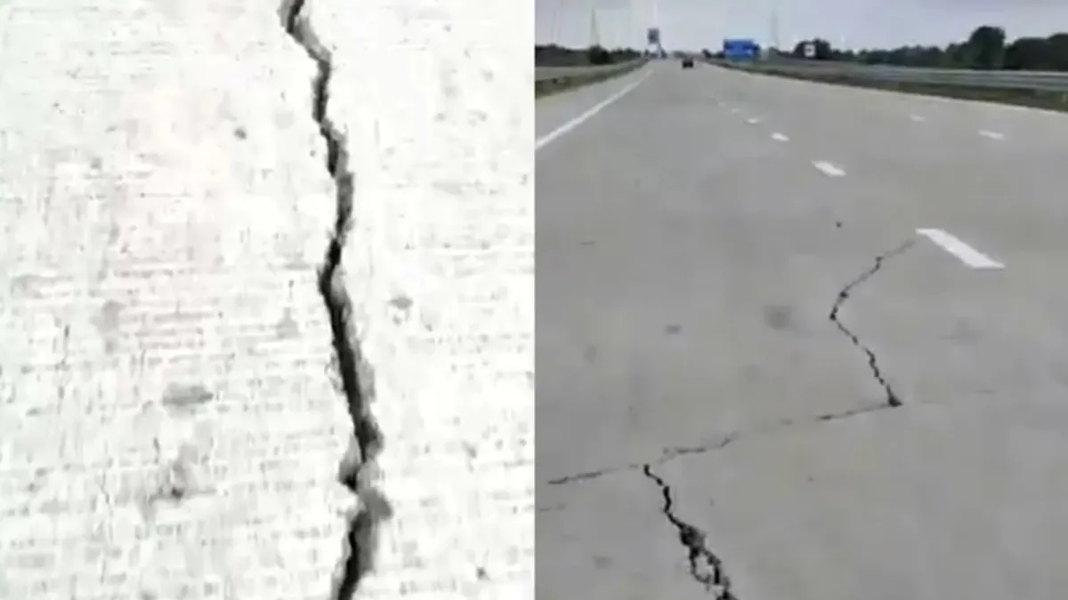 Cracks visible on ​701-km Samruddhi Mahamarg Expressway in Maharashtra.