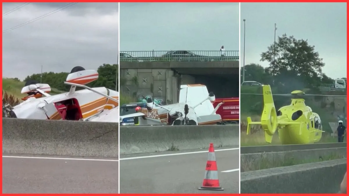 Three killed after small plane crashes on French motorway
