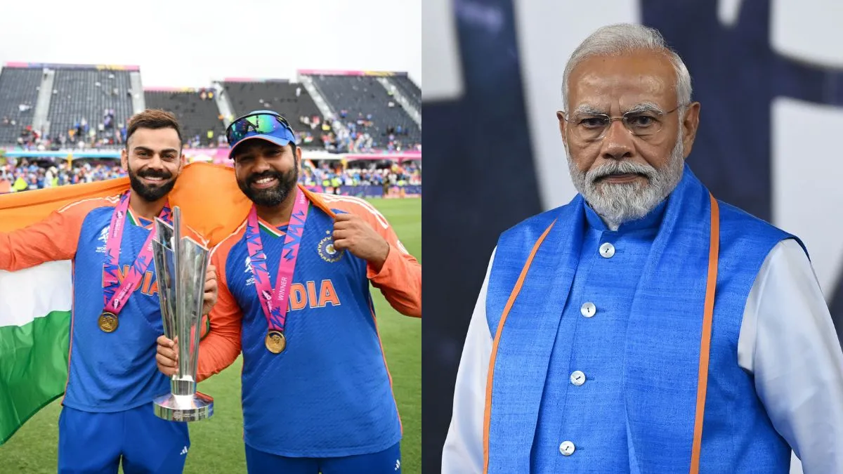 Rohit Sharma, Virat Kohli and PM Narendra Modi