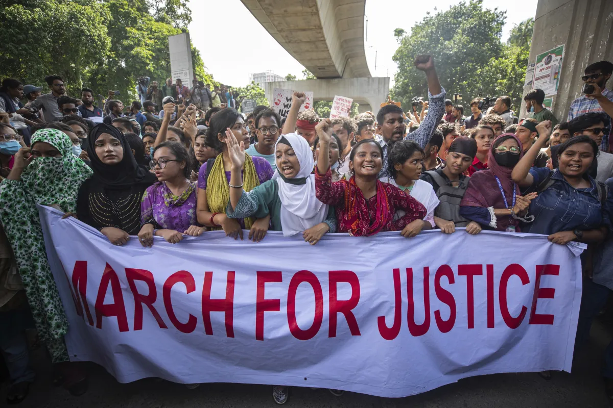 Agitating students continue protest in Bangladesh. 
