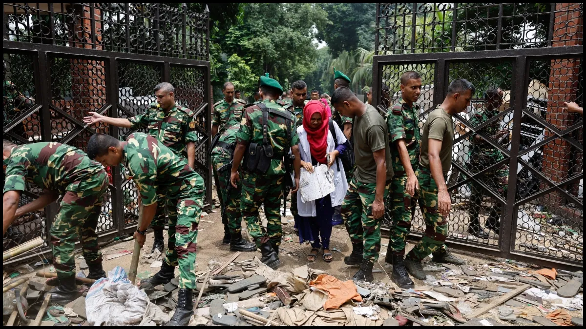 Bangladesh Army assessing the aftermath of violent protests. Bangladesh Army assessing the aftermath of violent protests.