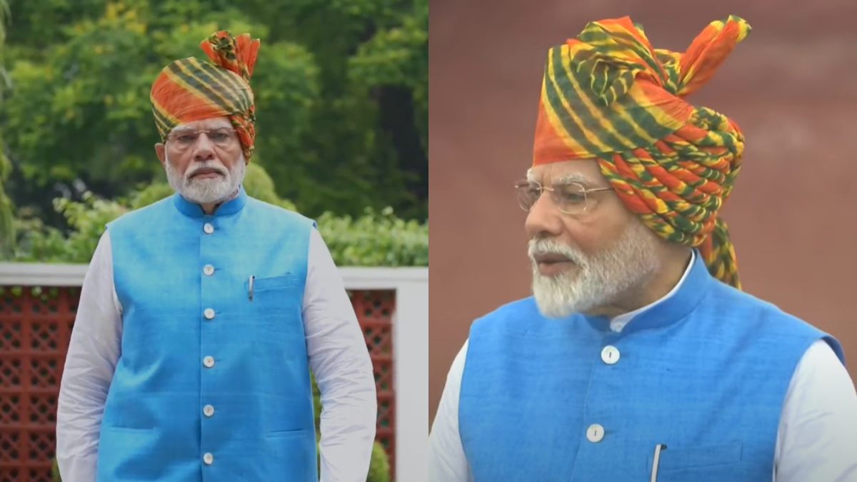 PM Modi dons orange, green Leheriya turban for Independence Day 2024 celebrations | See pic