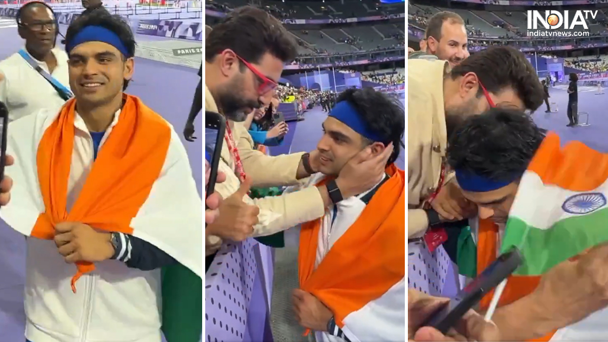 Abhishek Bachchan's video hugging Neeraj Chopra after his historic win at Paris Olympics goes viral