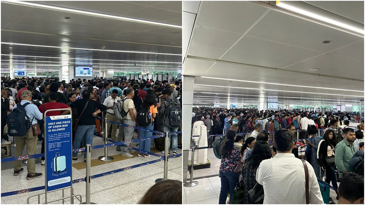 A scene from the Delhi Airport amid chaos. 