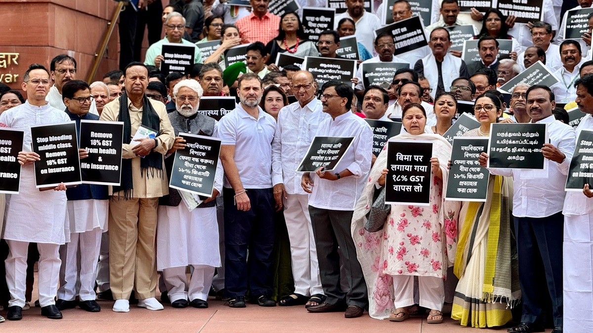 INDIA bloc holds protest against GST on health, life insurance premiums, calls it 'tax terrorism'