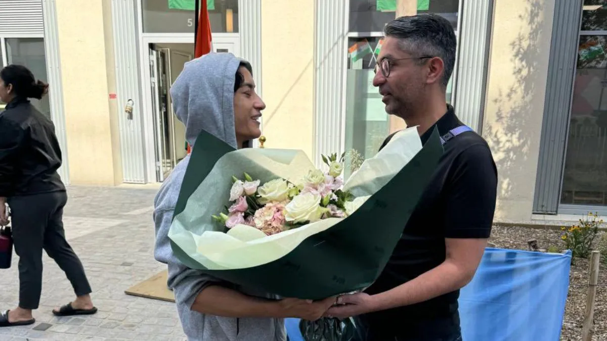 Indian wrestler Vinesh Phogat and former Olympic medalist Abhinav Bindra in Paris