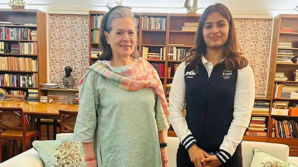 Olympic medalist Manu Bhaker meets Sonia Gandhi after returning home from Paris