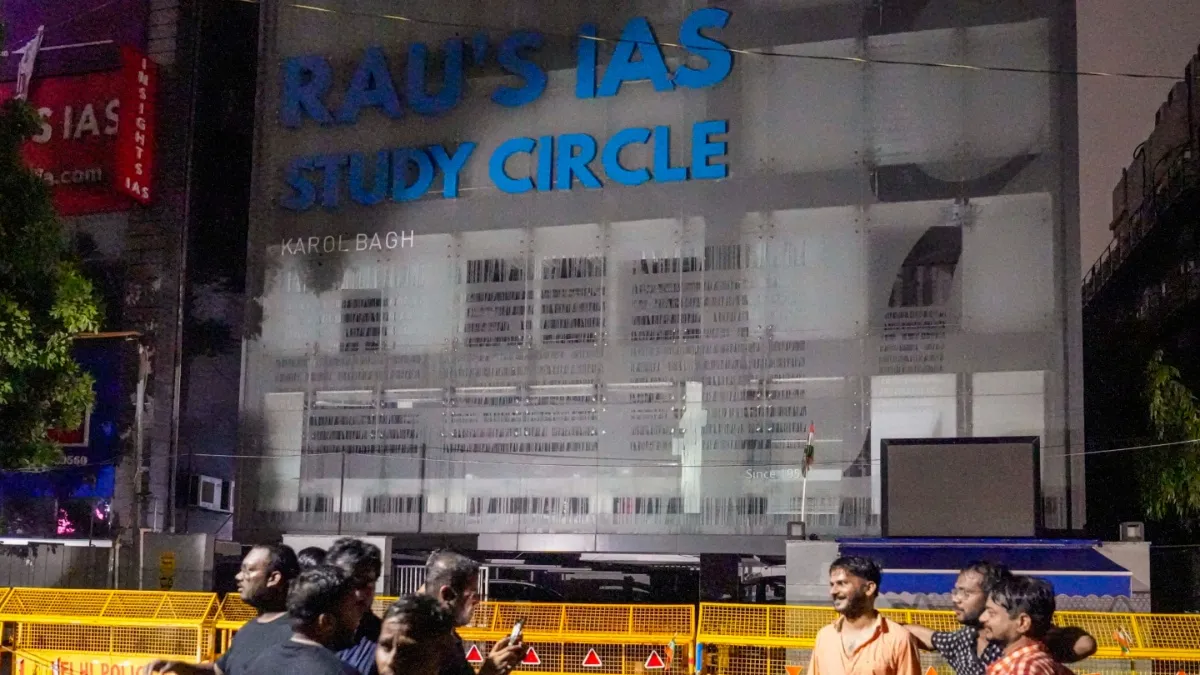 Old Rajendra Nagar area, in New Delhi where three civil services aspirants died at a coaching centre due to drowning.