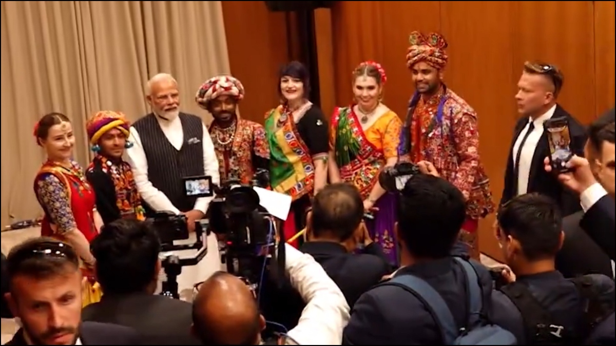 Cheers, flags and classical dance: PM Modi’s traditional welcome to the Indian diaspora in Poland