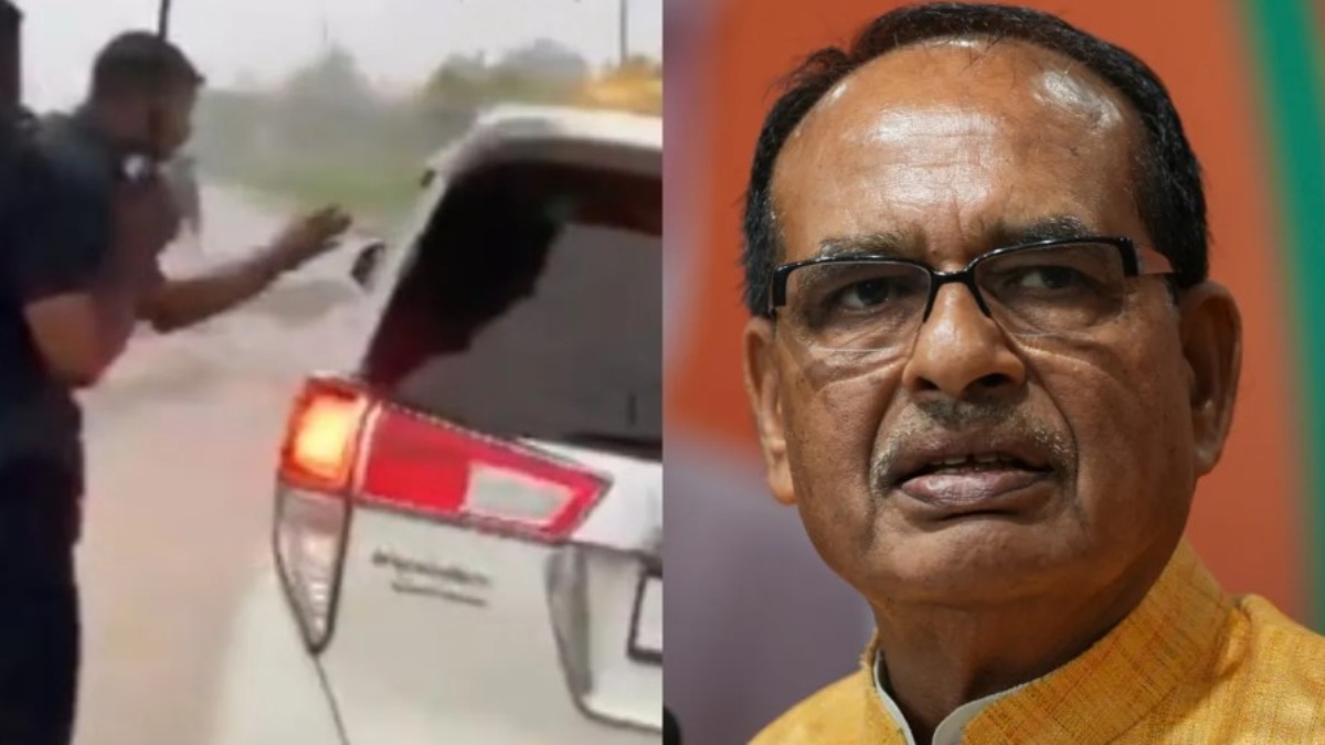 Shivraj Singh Chouhan's car stuck in puddle during Jharkhand visit – Watch video – India TV