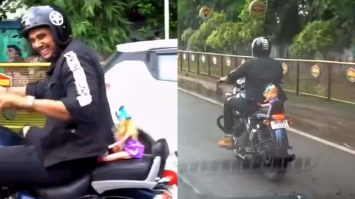 'Last option': Man giving bike ride to a 'Doll' has internet scratching their heads | WATCH