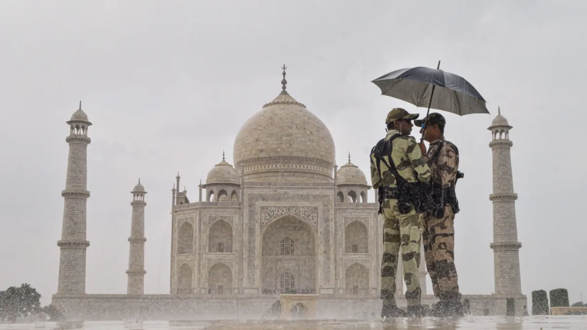 Taj Mahal water leakage: Water seepage was reported at the main dome amid heavy rainfall in Agra.