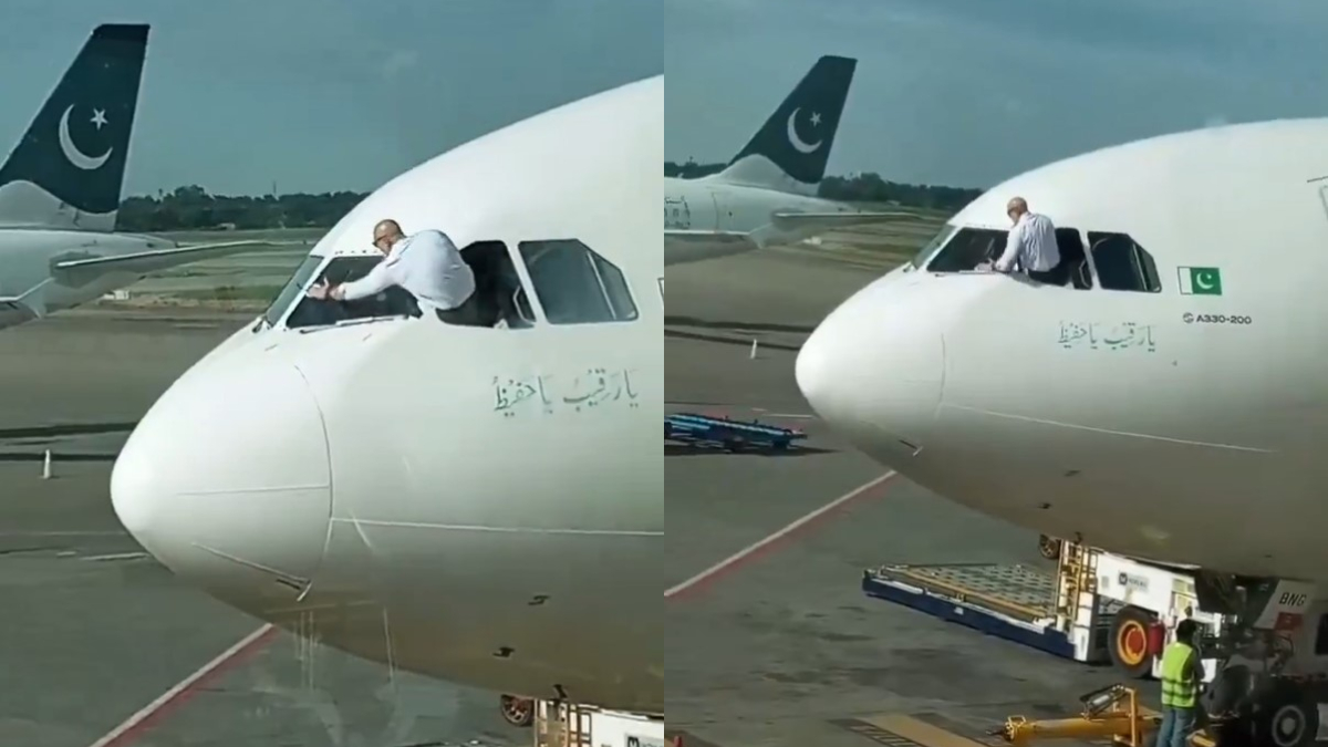 Pakistani pilot cleans airplane windscreen before take-off, video sparks mixed reactions | WATCH