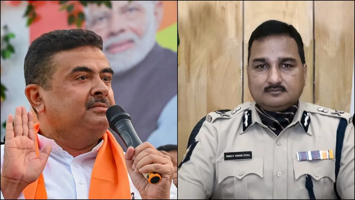 West Bengal LoP Suvendu Adhikari and  Kolkata Police chief Vineet Goyal