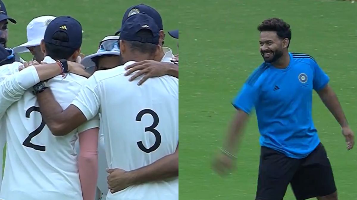 India B's Rishabh Pant joins Shubman Gill-led India A's huddle during Duleep Trophy match | WATCH