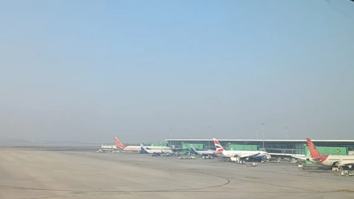 Flights at Delhi's Indira Gandhi International Airport. 