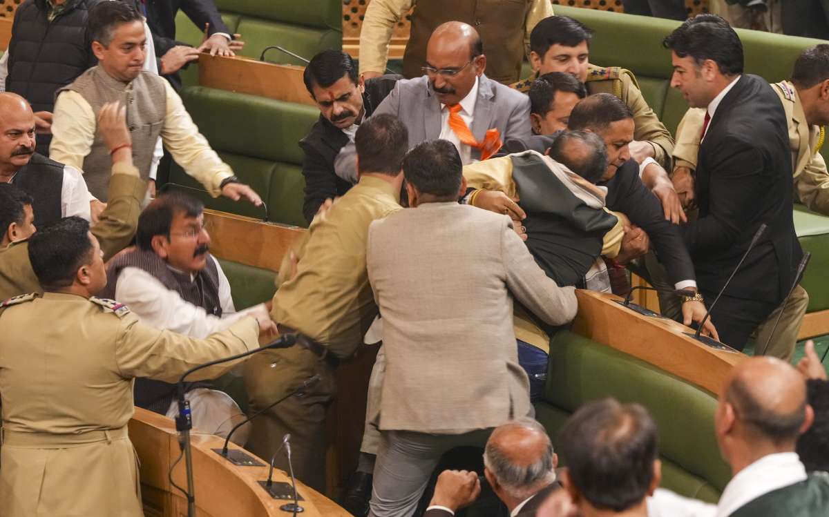 Ruckus erupts in J-K assembly for second day, Engineer Rashid's brother marshalled out