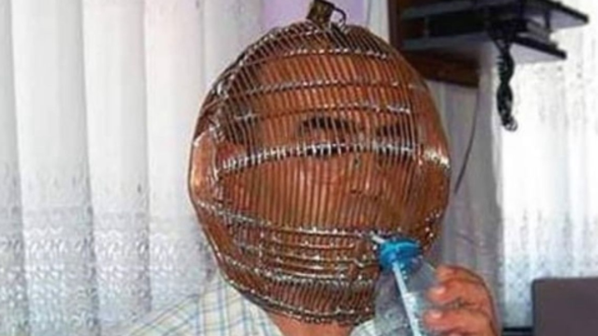 A real-life 'unbreakable' journey? Turkish man locks his head in cage to quit smoking