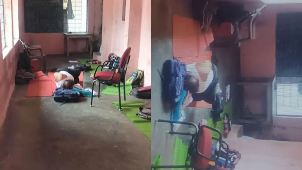 Teacher caught sleeping in classroom using students’ bags as pillow in Jabalpur, inquiry ordered | VIDEO