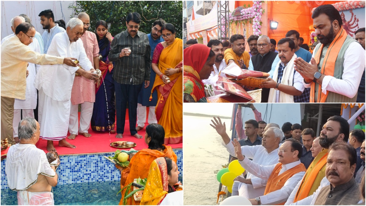 Chhath Puja: Bihar CM Nitish Kumar, JP Nadda, Lalu Yadav offer prayers at Ganga ghats | VIDEO