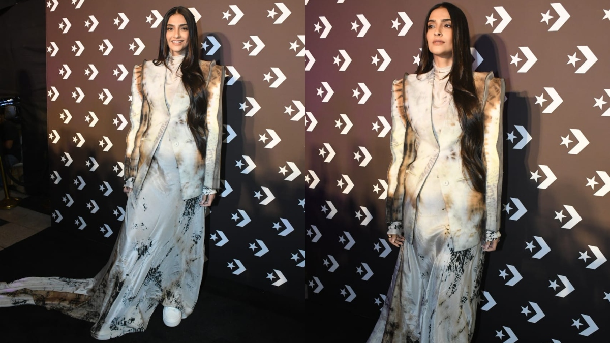 Sonam Kapoor's tie-dye gown paired with structured jacket will give you winter fashion goal