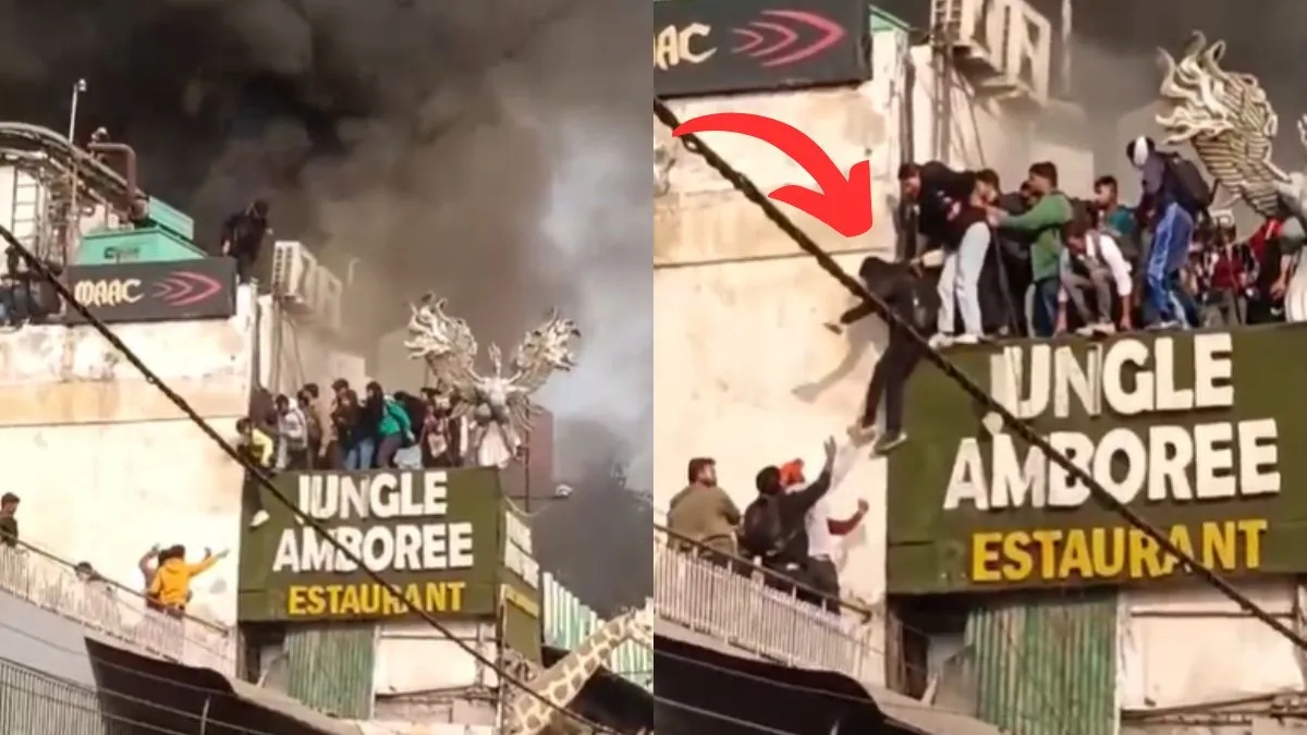 Fire at Rajouri Garden restaurant: People jump from one roof to another in panic | VIDEO