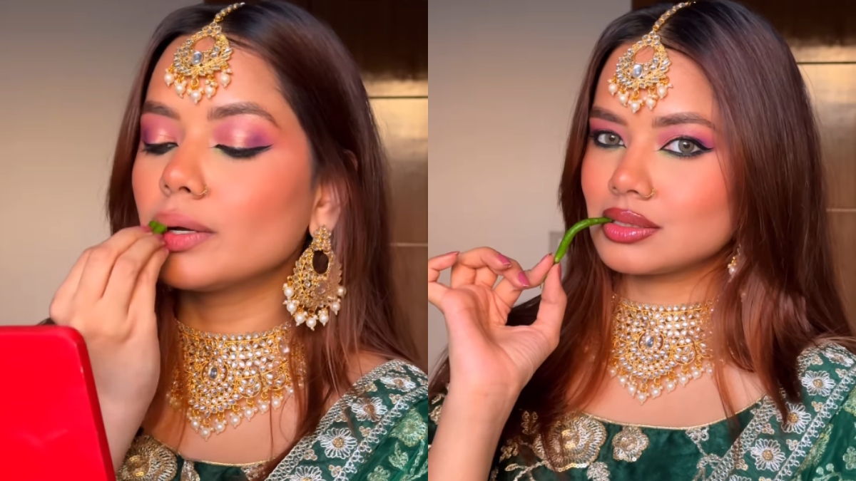 Social media influencer uses green chillies as 'Natural Lip Plumper', internet goes frenzy | WATCH VIDEO