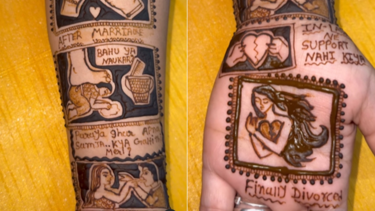 'Finally Divorced': Woman shares backstory of her failed marriage through unique mehendi art | WATCH VIDEO