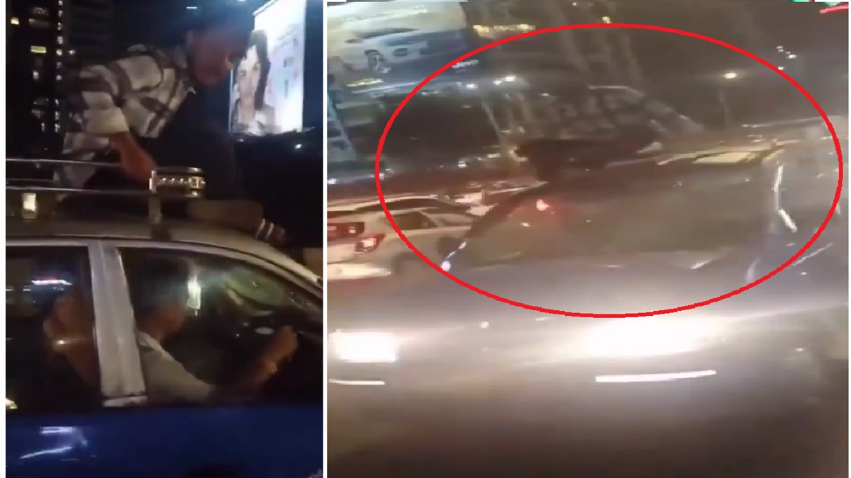 Man sits atop taxi that hit his car, asks to stop it on Mumbai road; dramatic video surfaces