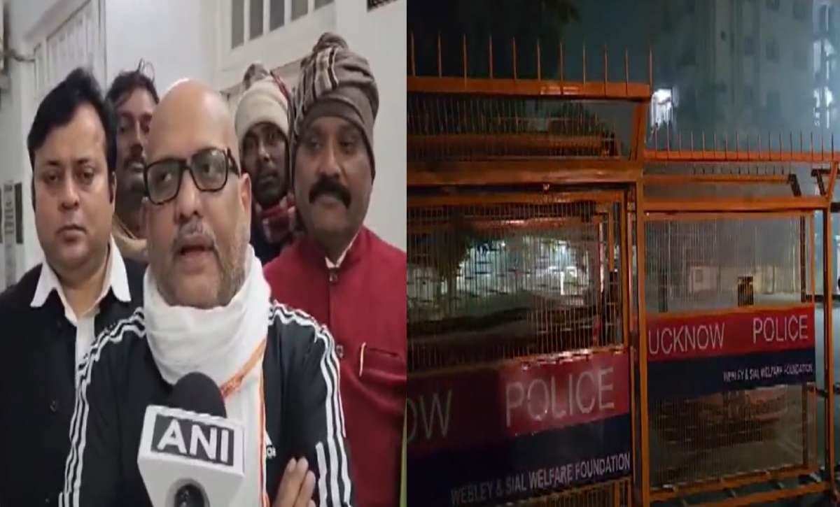 Lucknow: Congress marches towards UP Vidhan Sabha, Ajay Rai protests pointed barricades in security