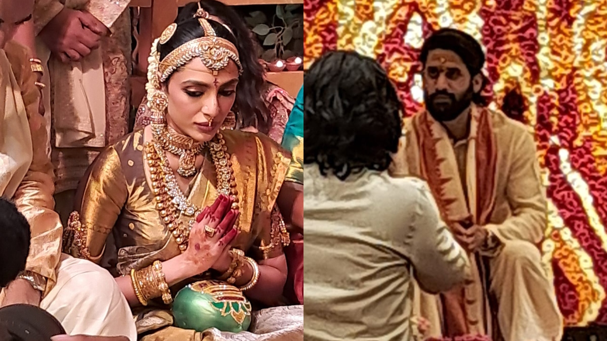 Sobhita Dhulipala, Naga Chaitanya's wedding photos go viral, newly weds don golden colored outfits | See Pic