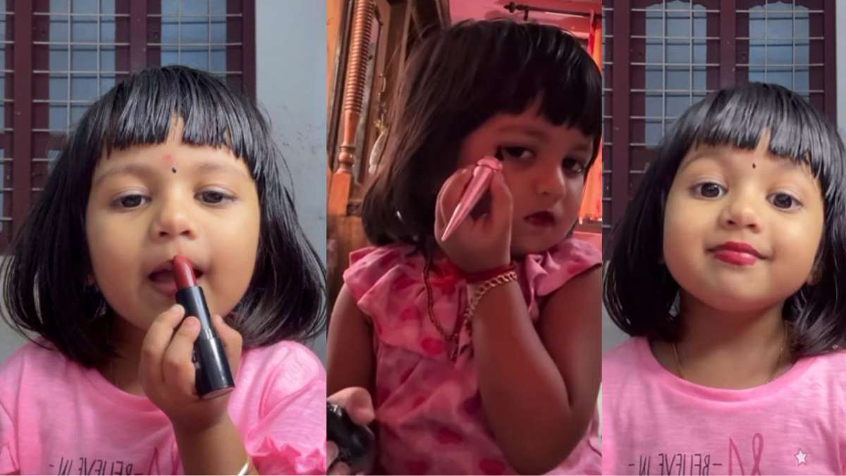 Four-year-old Kerala girl, whose eyeliner moment went viral, is back with new lipstick video | WATCH