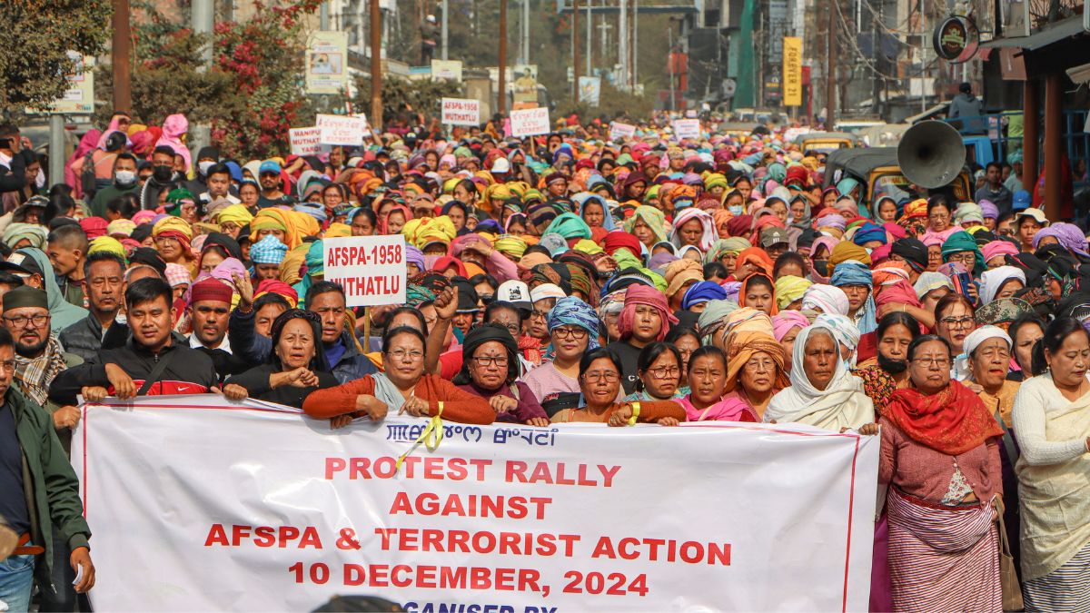 Manipur's Imphal witnesses protests against AFSPA, killings of women, children