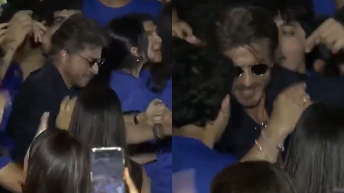 Shah Rukh Khan dances with kids, records AbRam's performance at Ambani school annual day | WATCH