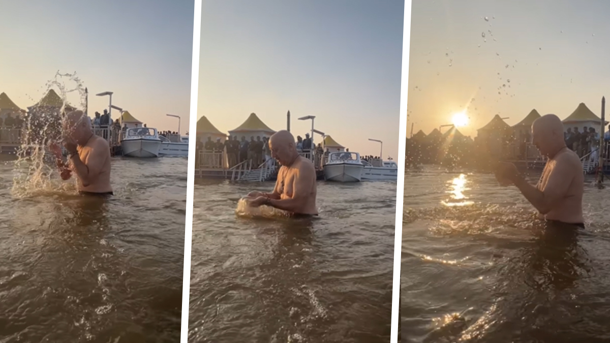 Anupam Kher takes holy dip in Sangam at Mahakumbh Mela, says ‘tears came out of my eyes’ | Watch