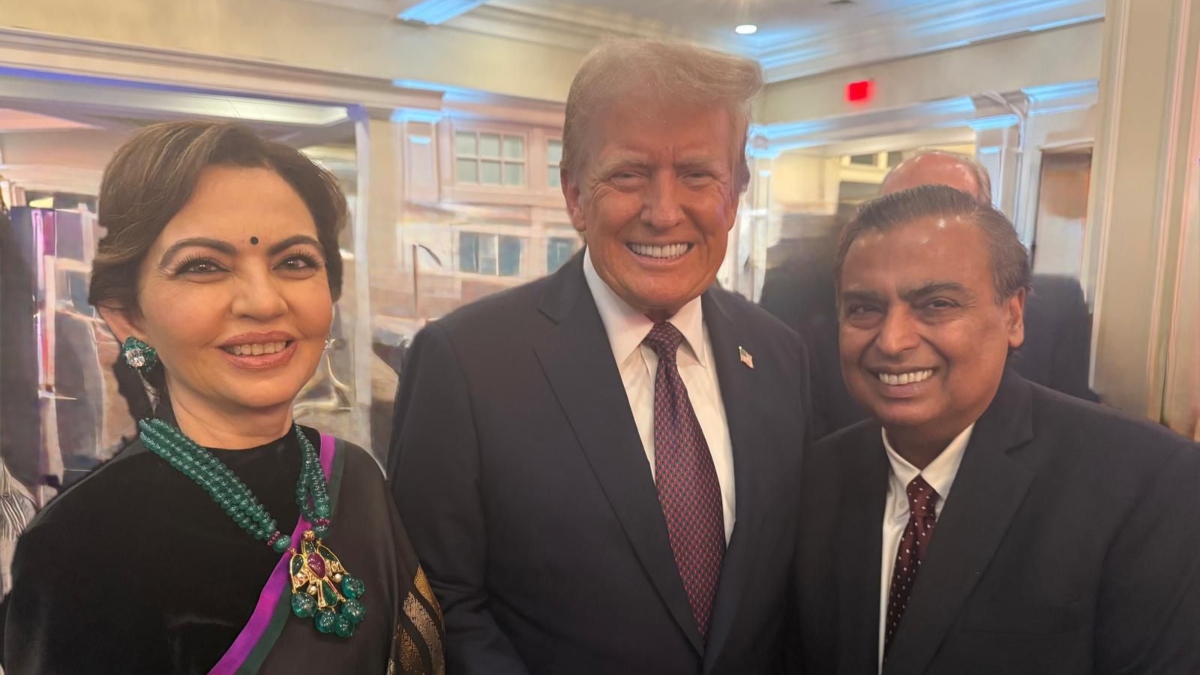 US President-elect Donald Trump meets Mukesh Ambani, Nita Ambani before his swearing-in ceremony