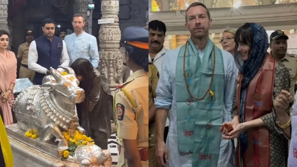 Chris Martin, Dakota Johnson visit Shri Babulnath Temple in Mumbai ahead of Coldplay concert | WATCH