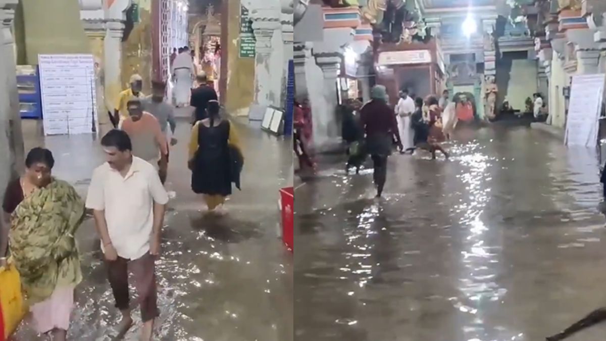 Heavy rainfall hits Tamil Nadu, water enters temple chambers in Rameswaram | WATCH