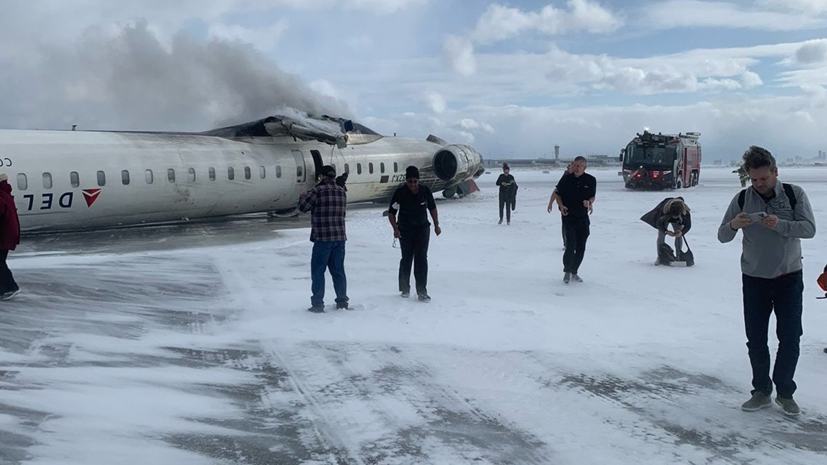 Delta Airlines plane flips while landing at Toronto Airport, chilling