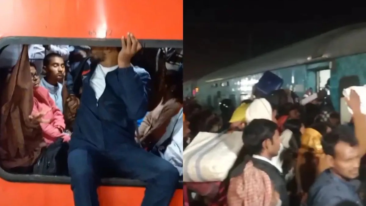 Bihar: Crowd at railway stations vandalises AC coach glasses to board train for Mahakumbh | Video