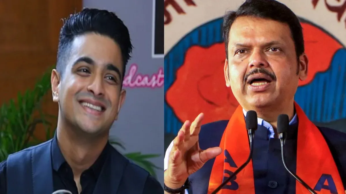 YouTuber Ranveer Allahbadia (L) and Maharashtra CM Devendra Fadnavis (R)