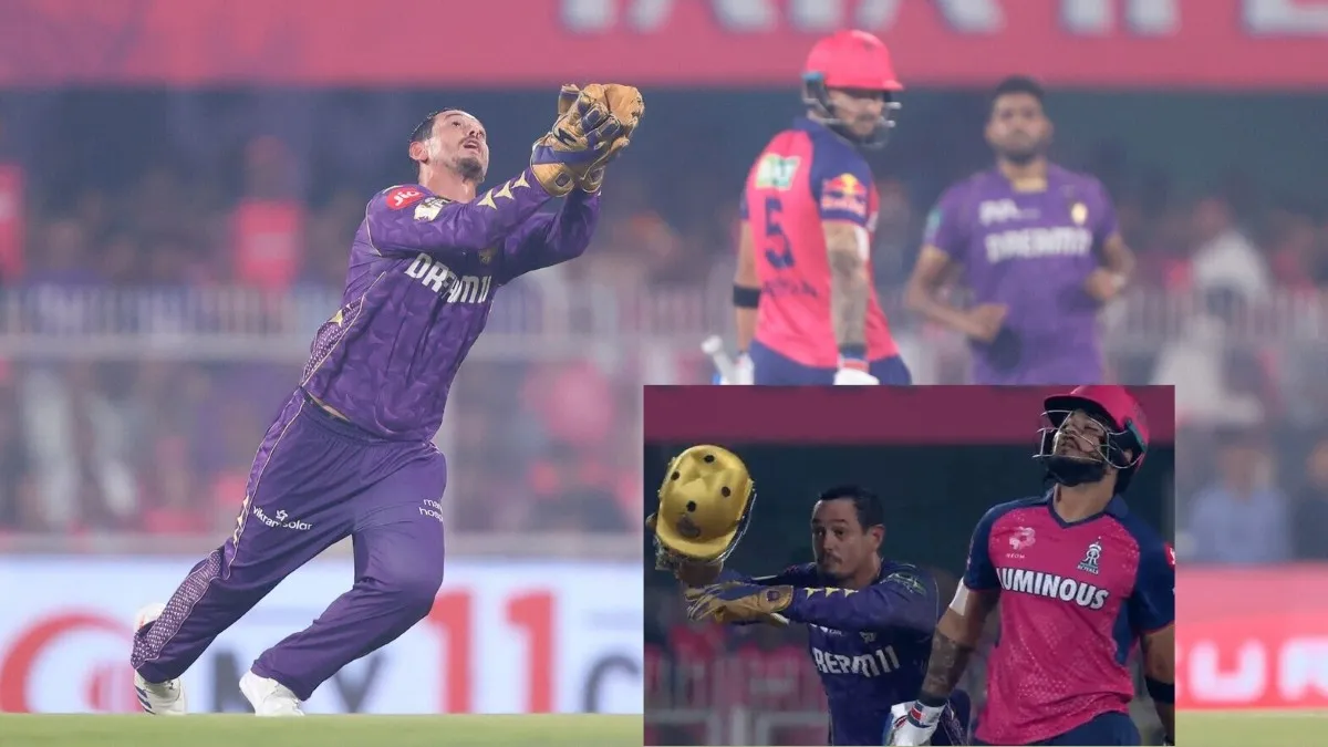 Quinton de Kock takes his helmet off, runs and completes
