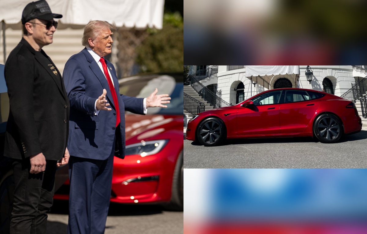Trump buys red Tesla at White House, to show support for ‘patriot’ Elon Musk | Watch video