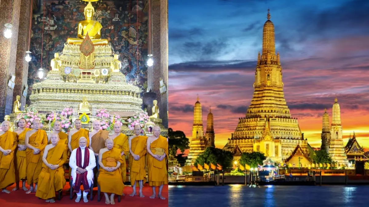 PM Modi visits Wat Pho temple in Bangkok.