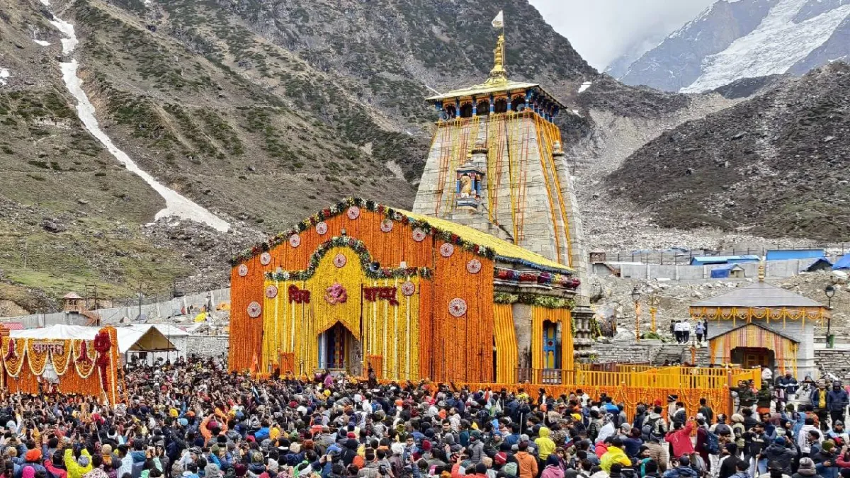 The Kedarnath Temple in Uttarakhand's Rudraprayag district is adorned with flowers ahead of the opening for the season.