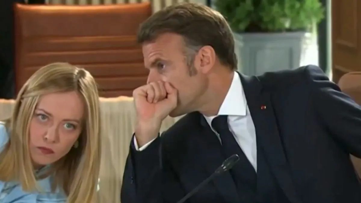 French President Emmanuel Macron and Italian Prime Minister Giorgia Meloni. 