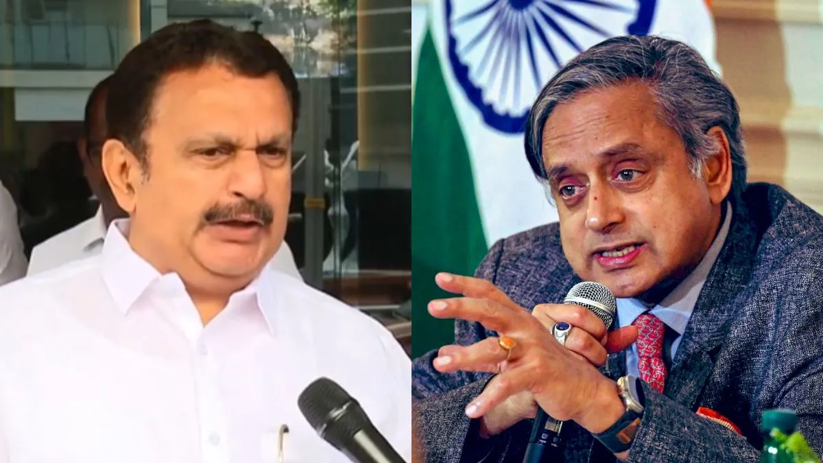 Congress leaders K Muraleedharan and Shashi Tharoor.